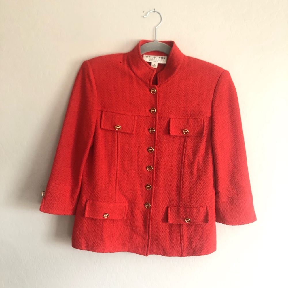 St John Santana Knit Orange Blazer Size 4